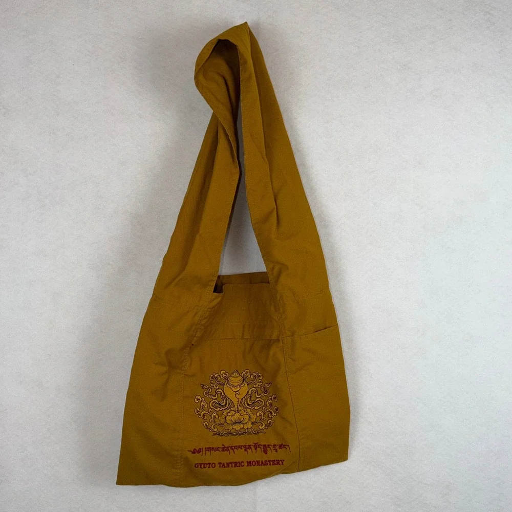 Gyuto Tantric Monastery Monk Bag Yellow Canvas Embroidered Tote Crossbody Boho